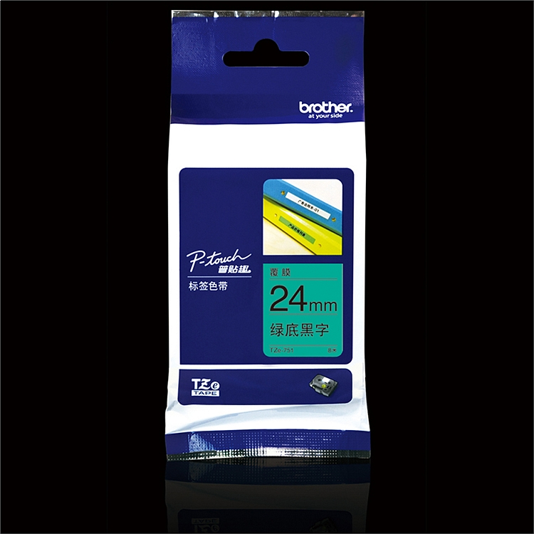 兄弟 TZe-751 原装色带 24MM (单位:卷) 绿底/黑字